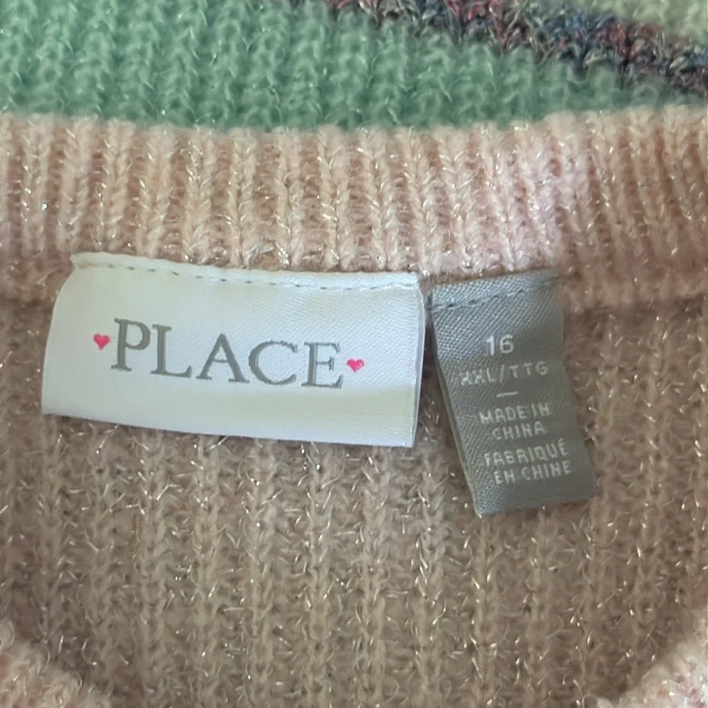 The Children’s Place sweater girls size 16 sparkly rainbow stripes girlhoodcore